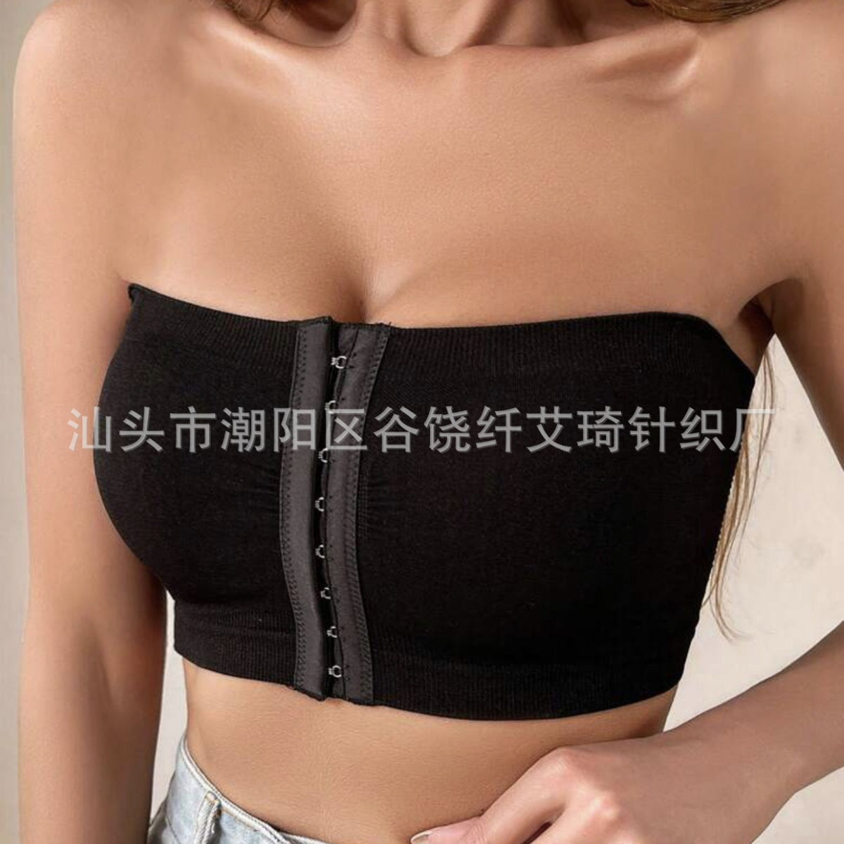 跨境欧美一字围收胸托胸排扣款拉背束胸收胸裹胸衣薄款透气裹胸