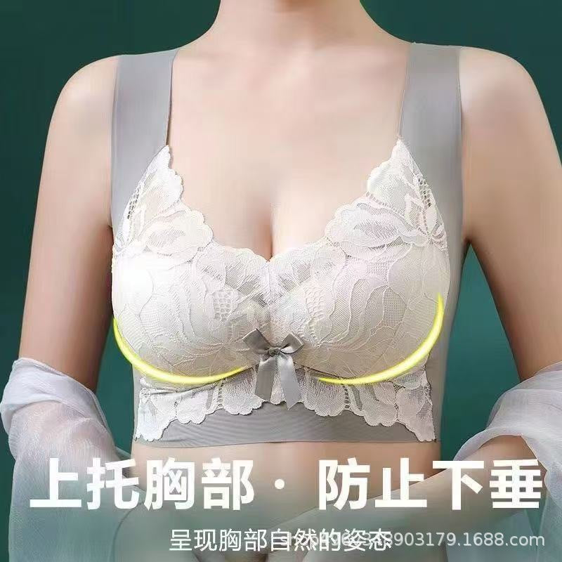 爆款大码蕾丝调整内衣女200斤胖mm无钢圈聚拢防下垂美背薄款文胸