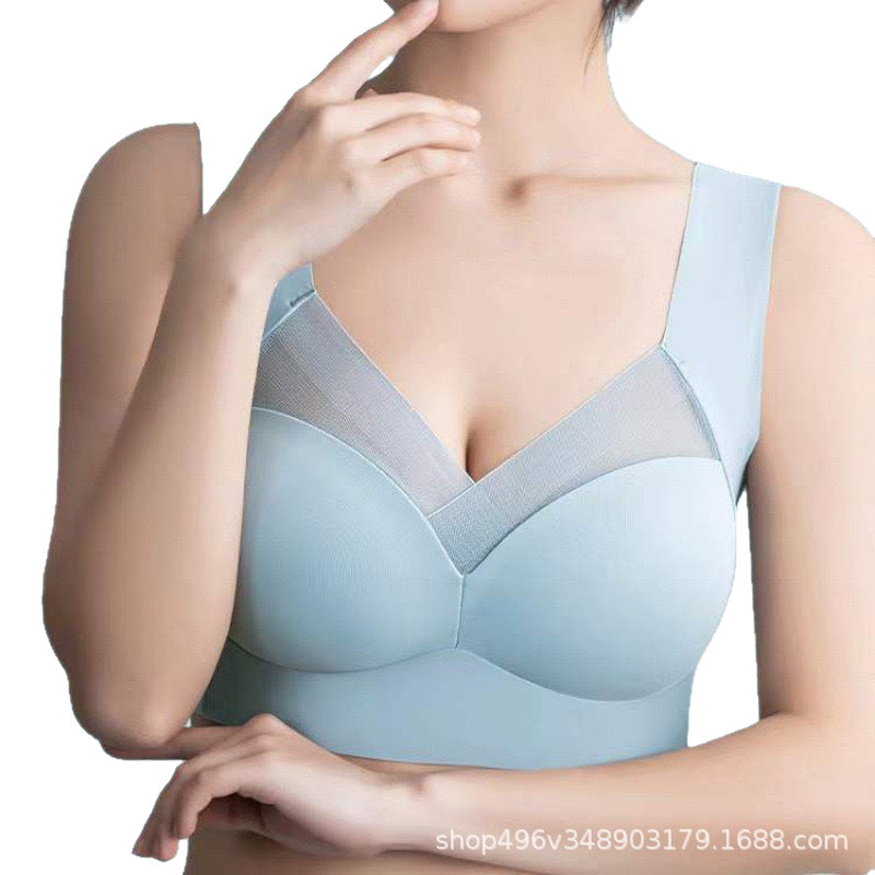 沙沙款跨境一体式固定乳胶杯无痕冰丝薄款美背裹胸无钢圈运动抹胸