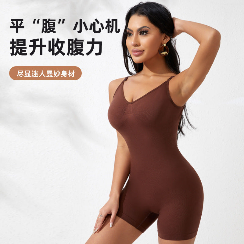 欧美跨境大码连体吊带塑身衣收腹提臀束腰平角裤女美体修身塑身衣