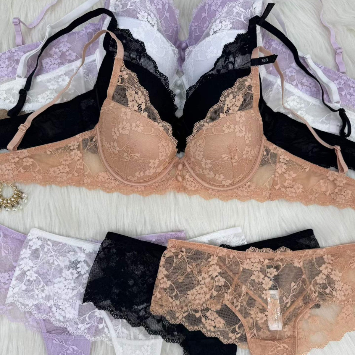 欧美风蕾丝内衣法式纯欲性感胸罩钢圈聚拢防下垂文胸套装Sexy Bra